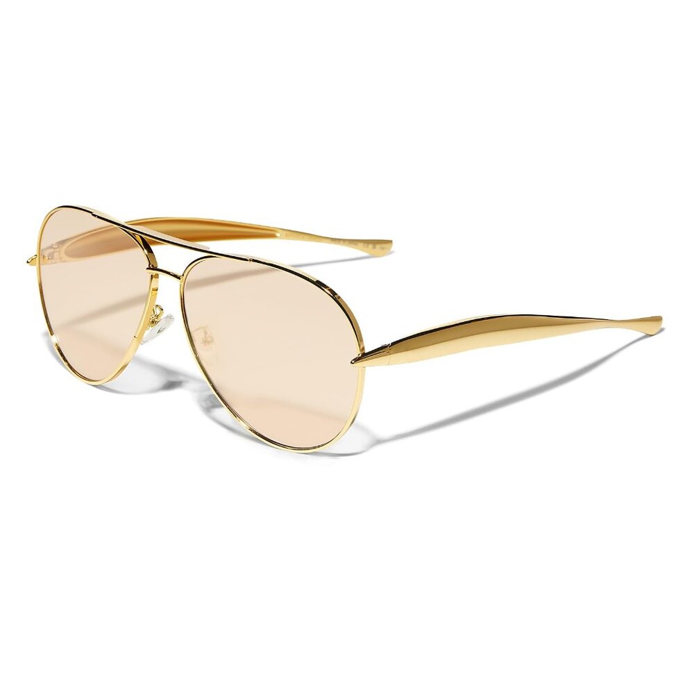 Oversized Metal Aviator
Sunglasses, UV Protection, Adjustable Nose Pads